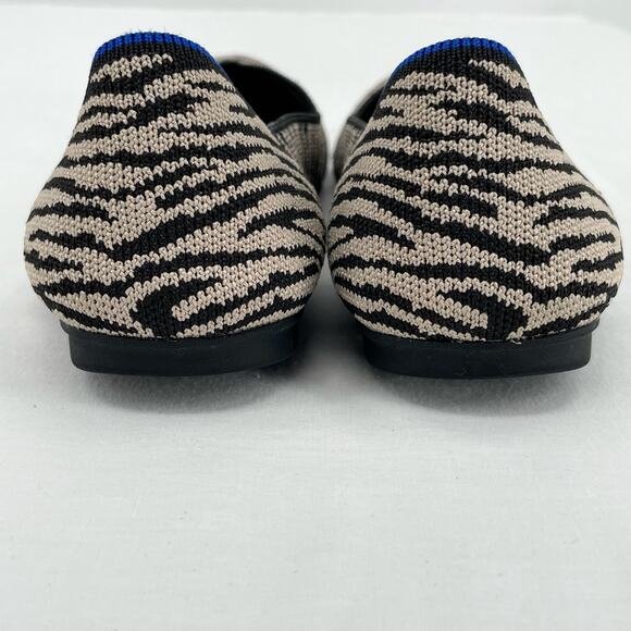 Rothy’s The Flat in Black Zebra Neutral Tapue Tan Printed Sustainable Flats 6.5 - Picture 4 of 15